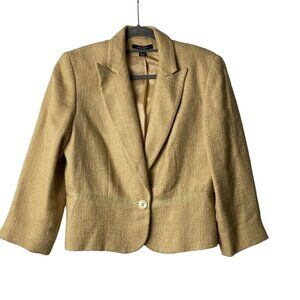 LOUBEN Blazer Jacket‎ Women Size 10 Tweed Viscose Cotton Blend 1 Button
